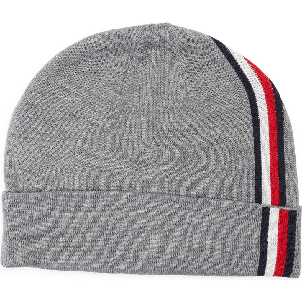 Tommy Hilfiger Vertical Stripe Cuffed Beanie In Gray