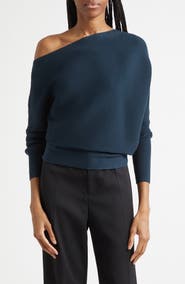 Reiss Lorna Rib Knit Off the Shoulder Top