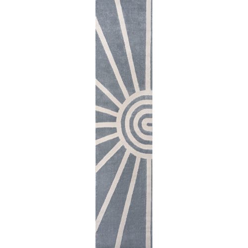 Jonathan Y Aelius Midcentury Scandinavian Abstract Sun Two-tone High-low Area Rug In Blue/white