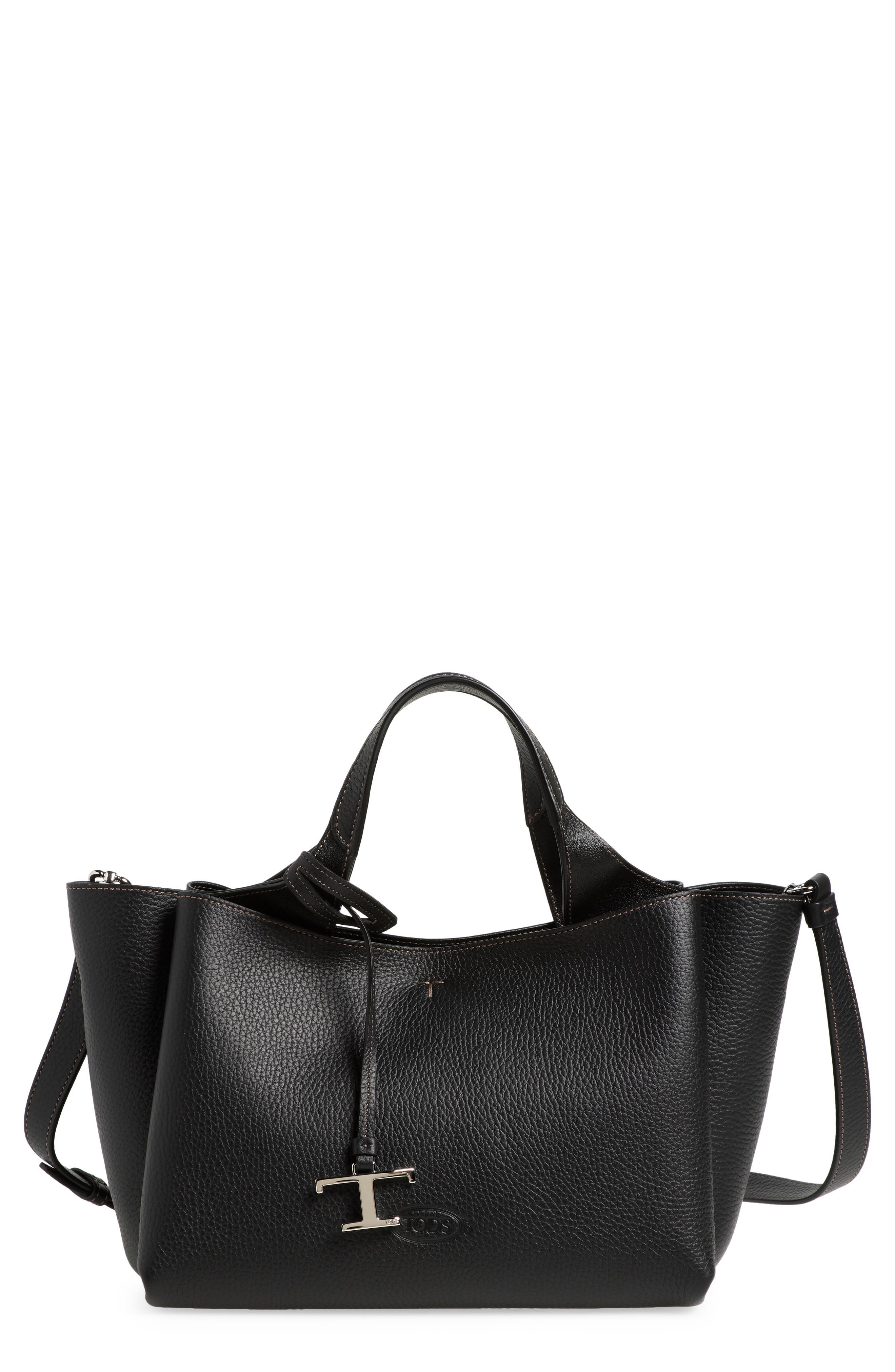 Tod's Mini Leather Tote, Main, color, Nero