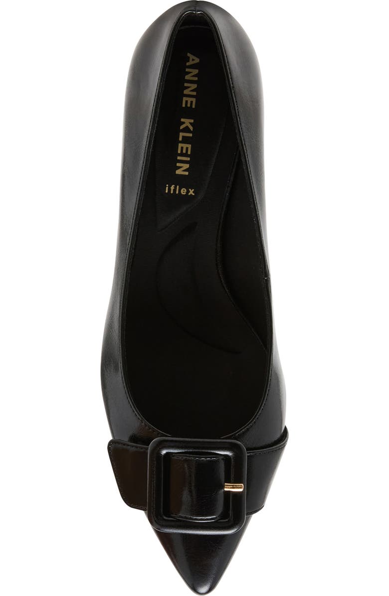 Anne Klein Senara Buckle Pointed Toe Pump, Alternate, color, Black Crinkle