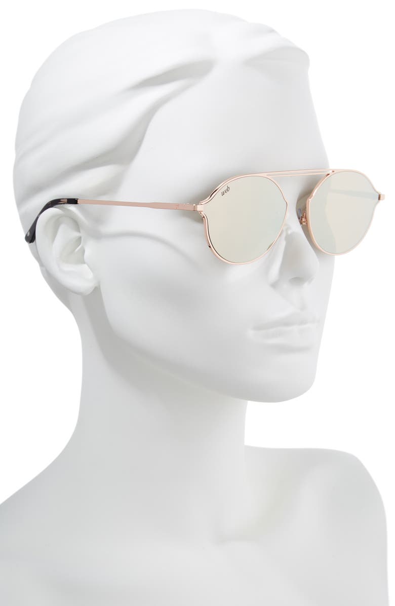 Web 57mm Round Sunglasses, Alternate, color, 