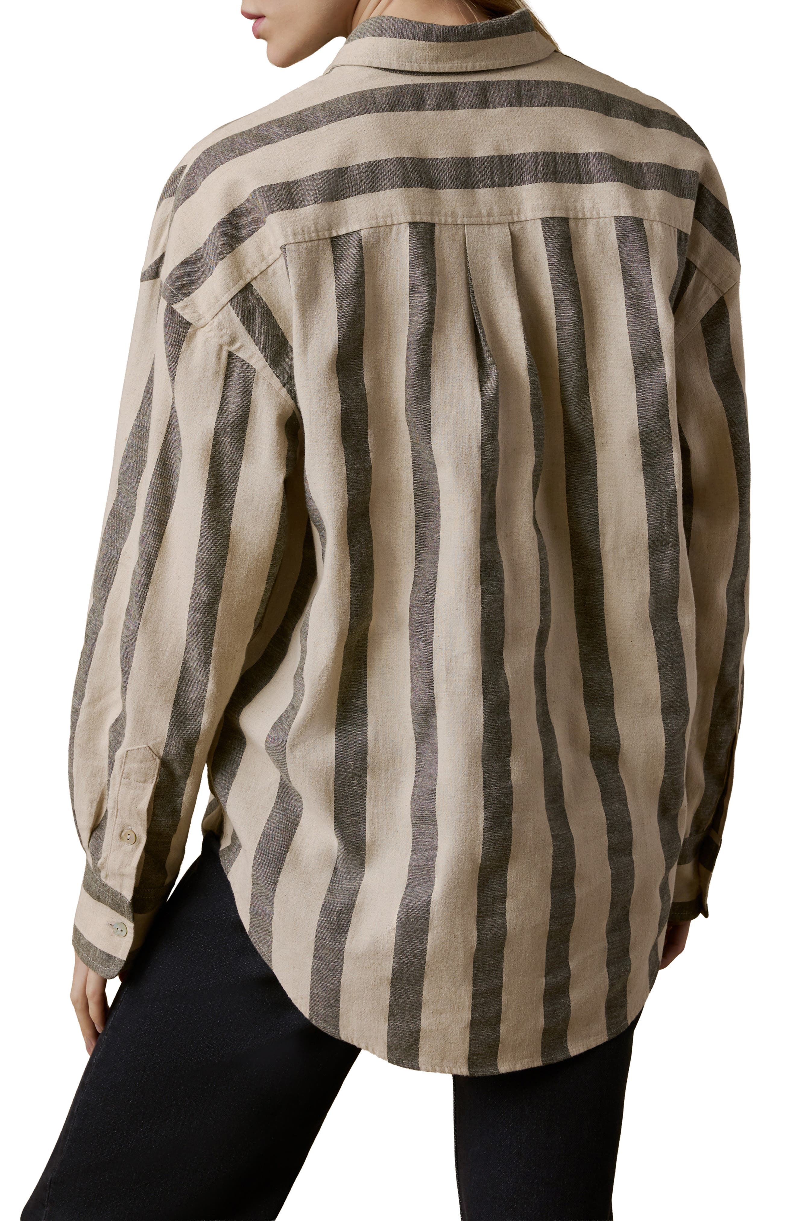Stripe Relaxed Fit Cotton Blend Button-Up Shirt - image 2