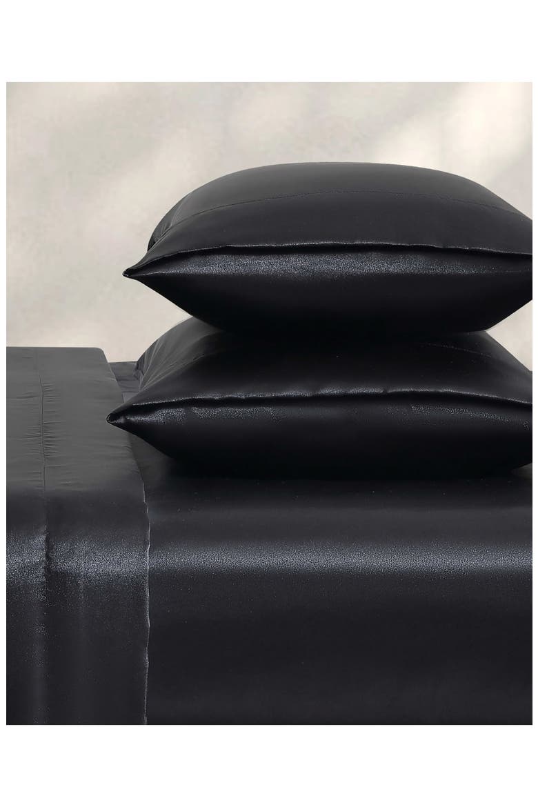 Silky Satin Sheet Set, Alternate, color, JET BLACK