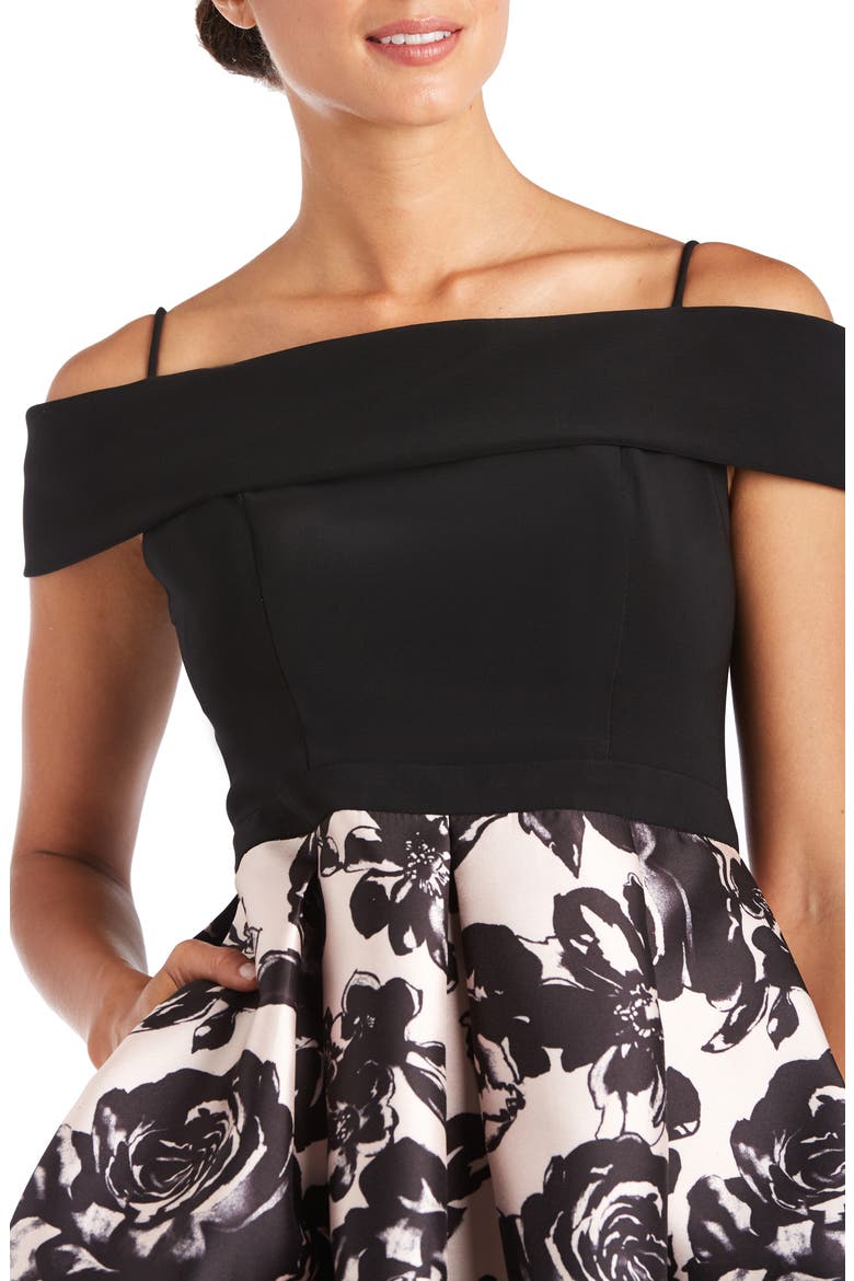 Cold Shoulder Party Dress, Alternate, color, BLACK/TAUPE