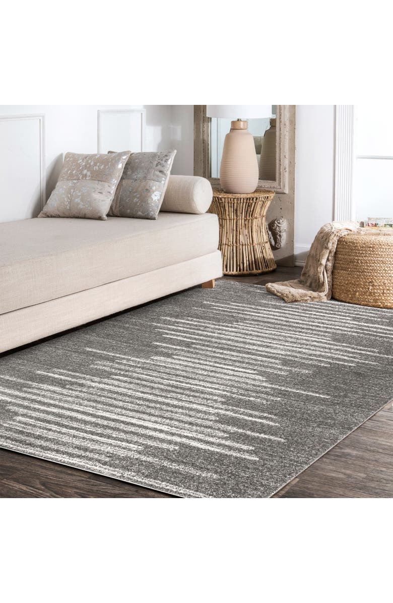 JONATHAN Y Aya Berber Stripe Geometric Area Rug, Alternate, color, Gray/Cream
