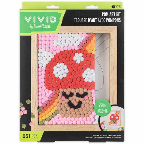 Pom Art Kit, Fuzzy Mushroom, Diy Peel & Stick Craft Set