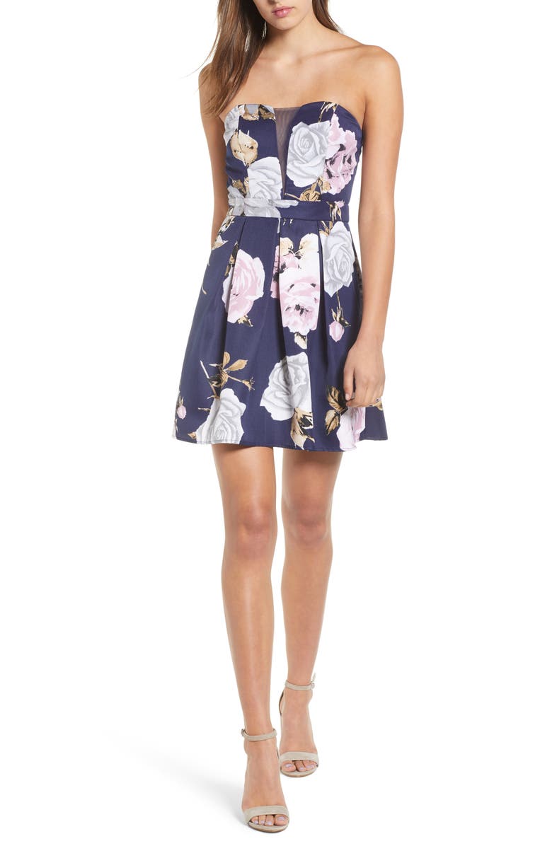 Speechless Floral Strapless Dress | Nordstrom