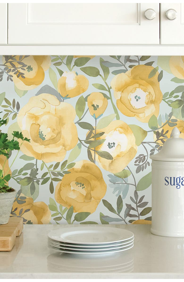 Wallpops Peachy Keen Yellow Peel & Stick Wallpaper, Alternate, color, Yellow