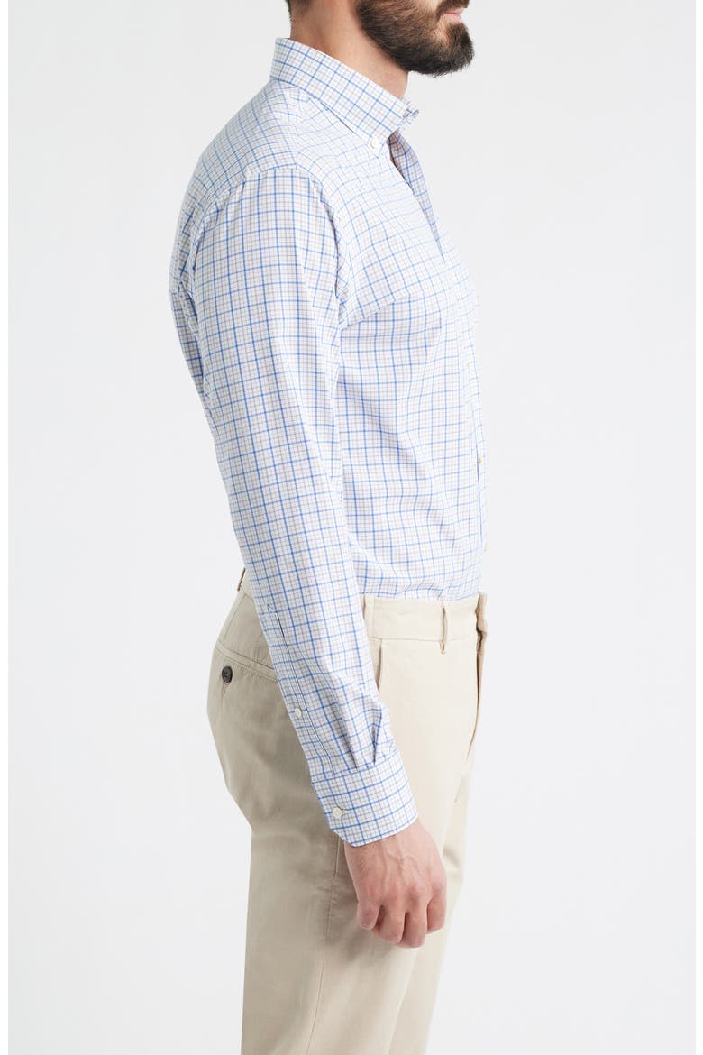 Canal Tailored Fit Check Performance Poplin Button-Down Shirt, Alternate, color, DUSK BLUE