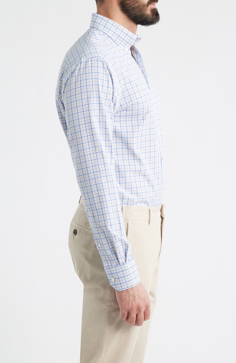 Peter Millar Canal Tailored Fit Check Performance Poplin Button-Down Shirt, Alternate, color, Dusk Blue