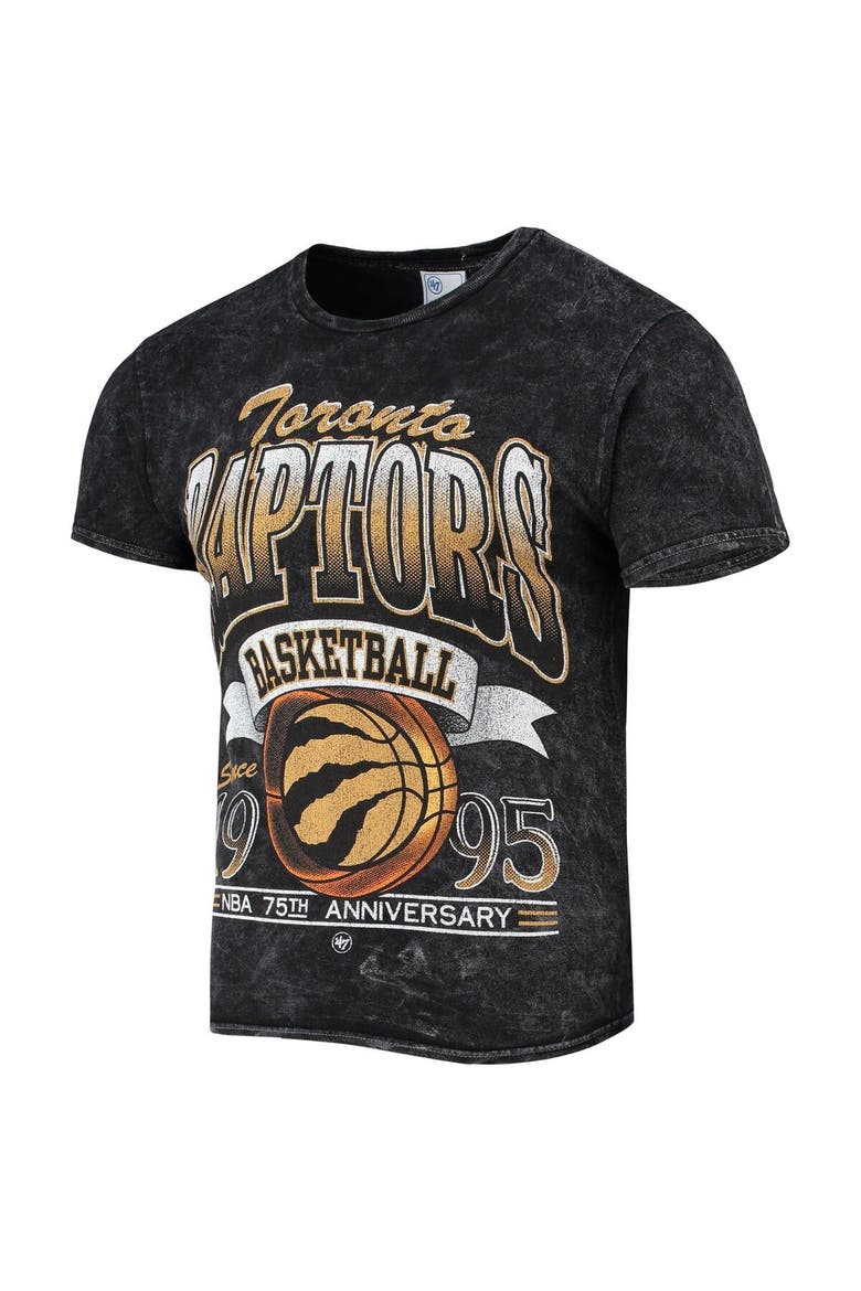 Men's '47 Black Toronto Raptors 75th Anniversary City Edition Mineral Wash Vintage Tubular T-Shirt, Alternate, color, Black