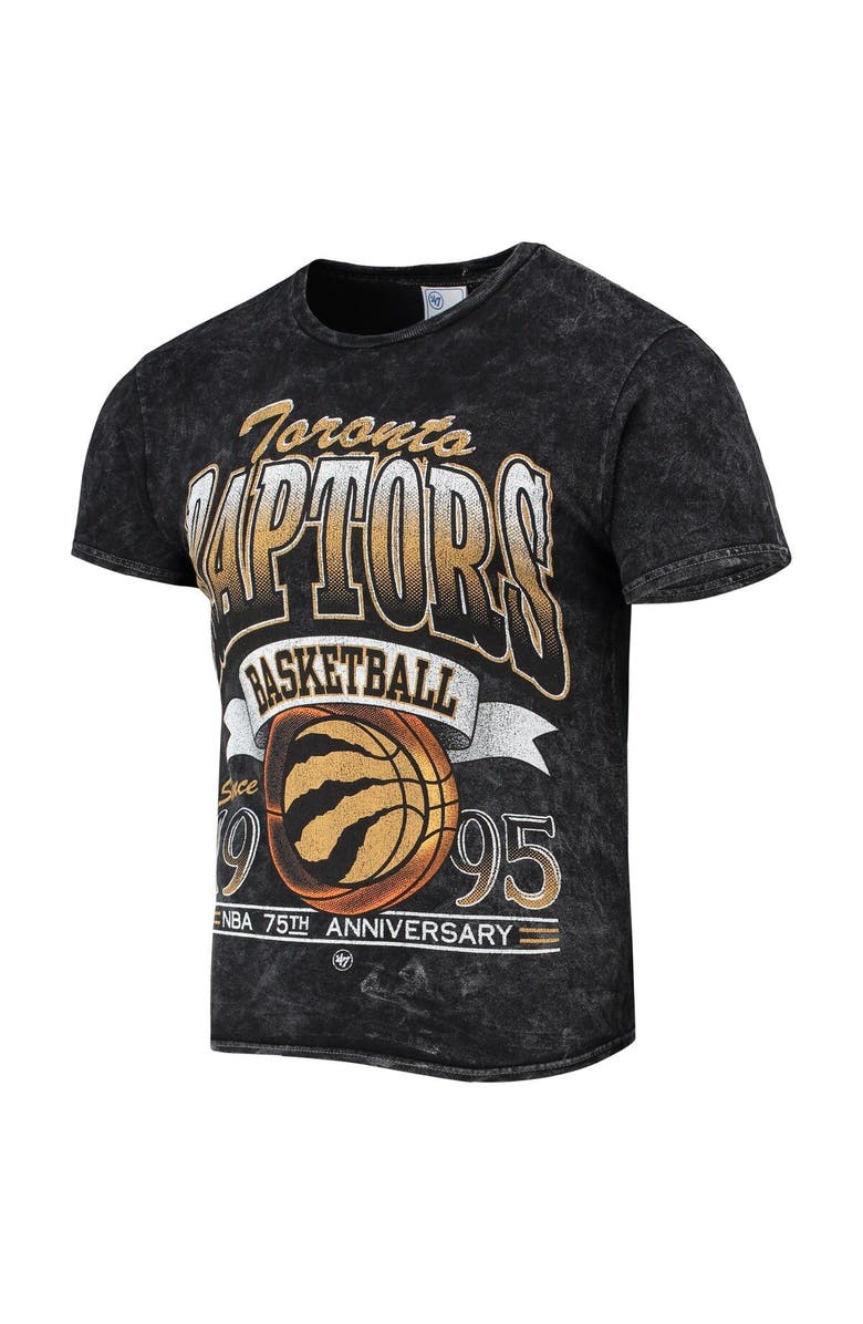 '47 Men's '47 Black Toronto Raptors 75th Anniversary City Edition Mineral Wash Vintage Tubular T-Shirt, Alternate, color, 
