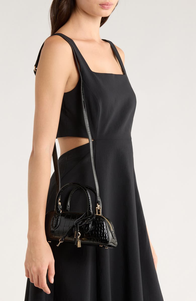 Sam Edelman Micro Nori Faux Leather Bowler Satchel, Alternate, color, Black