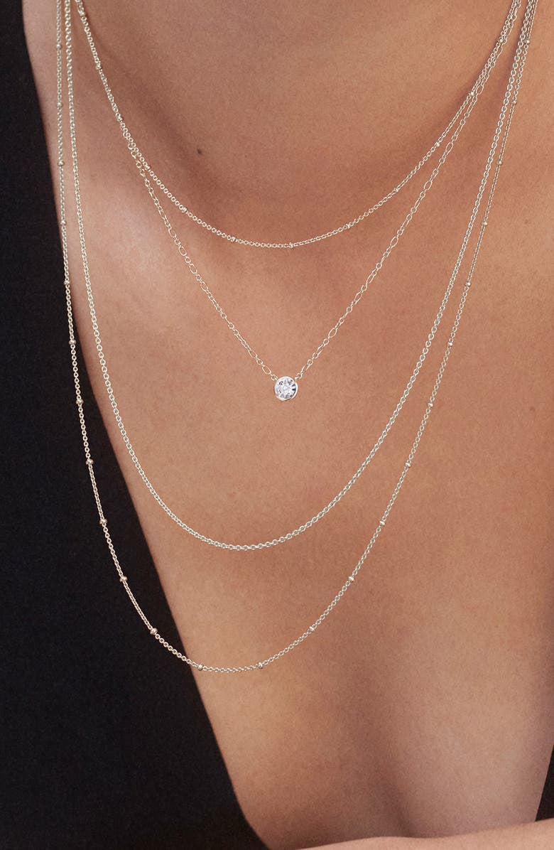 Monica Vinader Lab Grown Diamond Pendant Necklace, Alternate, color, Sterling Silver