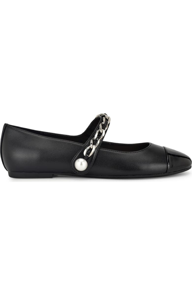 Nine West Platy Mary Jane Cap Toe Flat, Alternate, color, Black