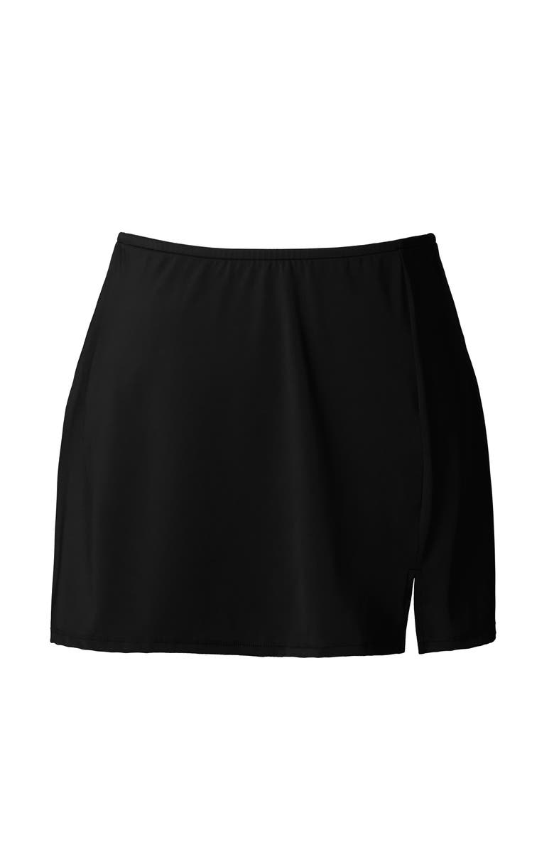 ShapeSolver Side Slit Hipster Swim Skirt, Alternate, color, Black