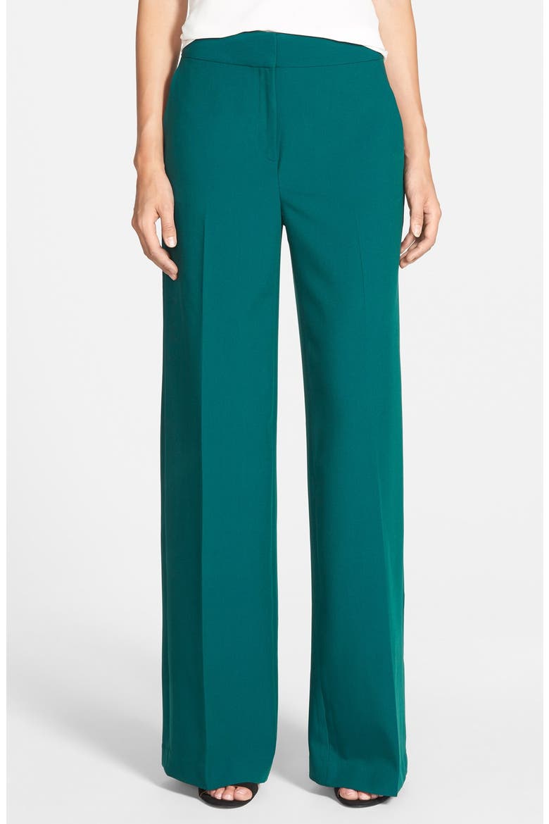 Flat Front Wide Leg Pants, Main, color, GREEN BOTANICAL