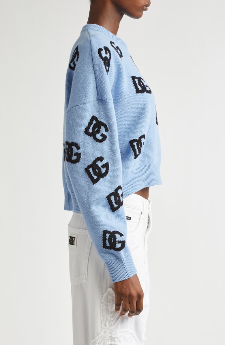 Dolce&Gabbana Logo Jacquard Virgin Wool Crewneck Sweater, Alternate, color, 