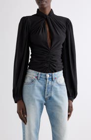 Isabel Marant Depsona Twisted Mock Neck Silk Top
