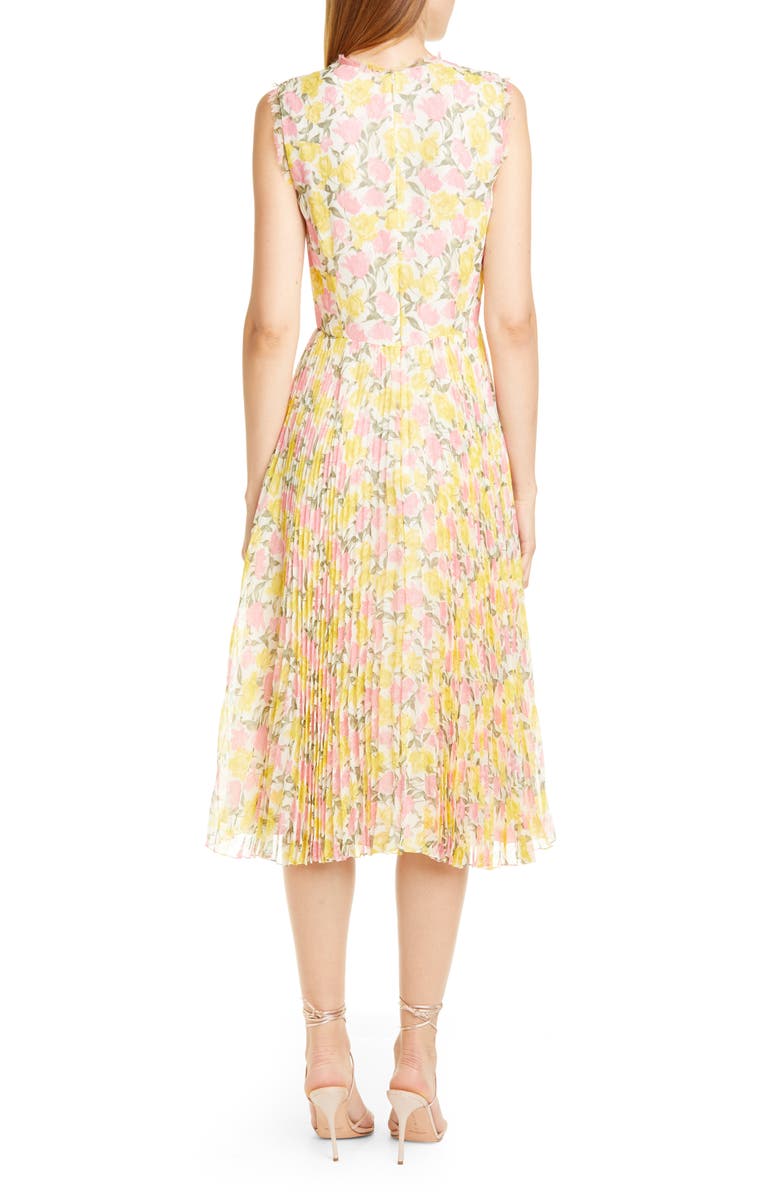 Jason Wu Collection Pleated Floral Chiffon Midi Dress, Alternate, color,