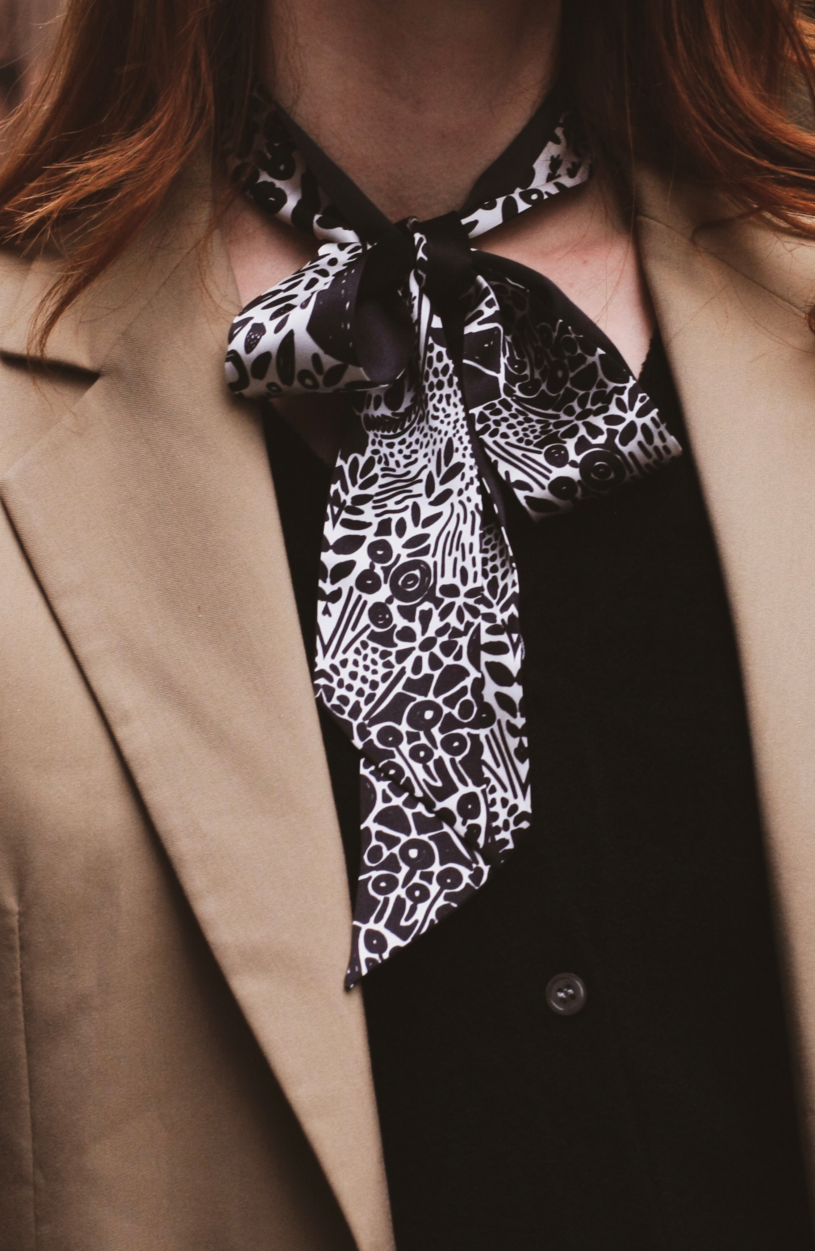 Jessie Zhao New York Silk Skinny Scarf Of Black Garden (Women) | Nordstrom