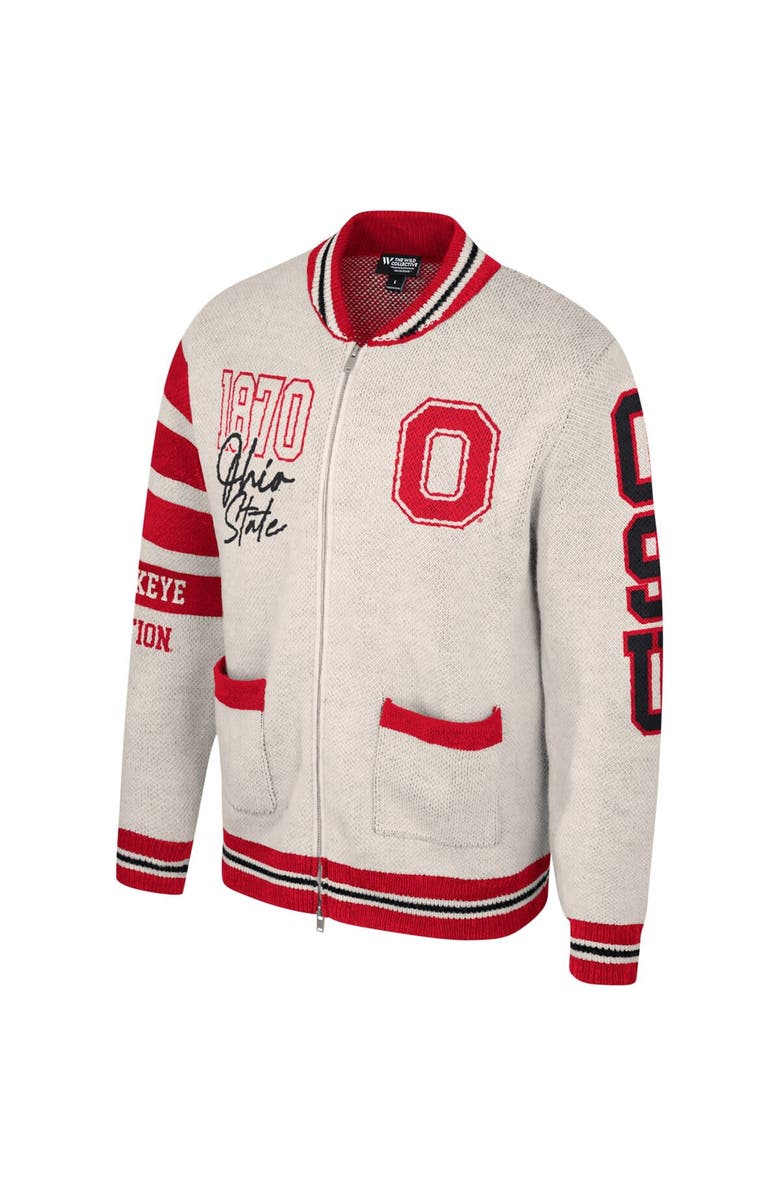 THE WILD COLLECTIVE Unisex The Wild Collective Cream Ohio State Buckeyes Jacquard Full-Zip Sweater, Alternate, color, Cream
