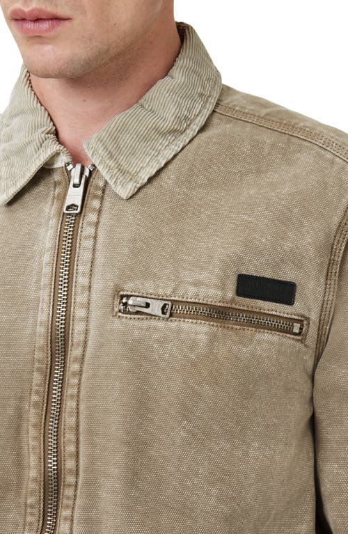 Allsaints Rothwell Washed Cotton Workwear Jacket In Mire Brown