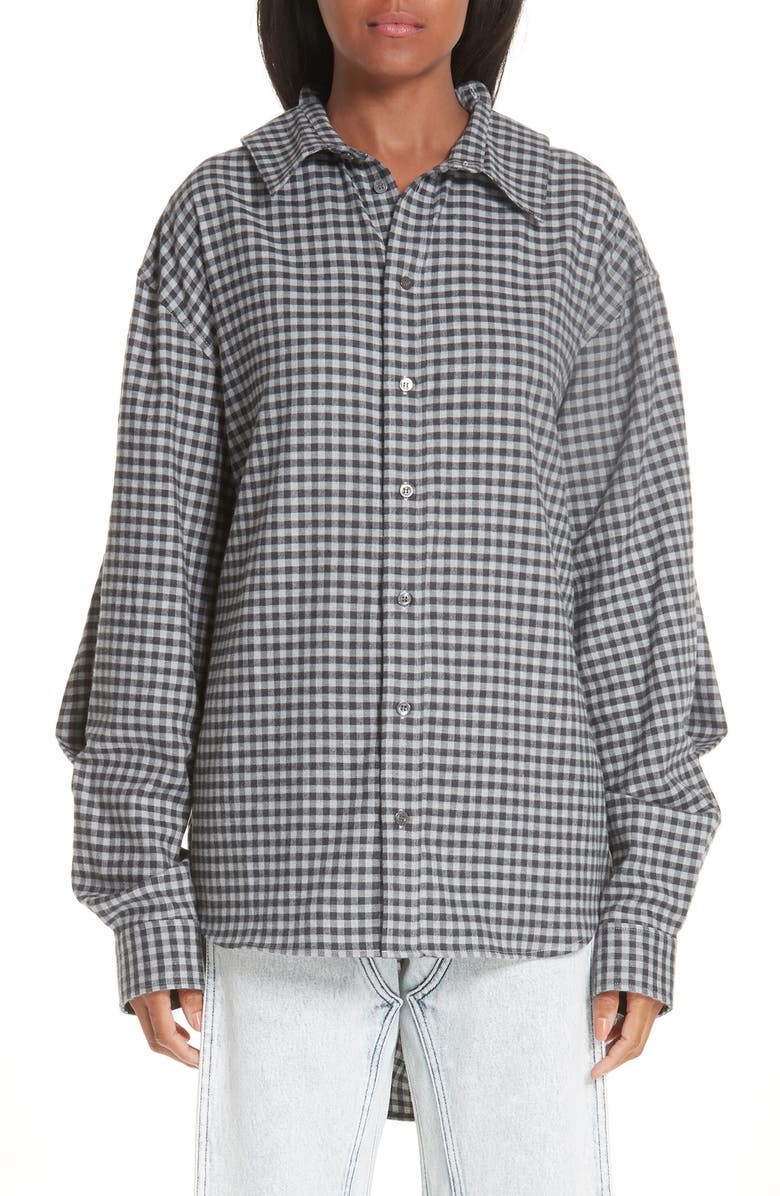 Y/Project Double Front Gingham Blouse, Main, color, 