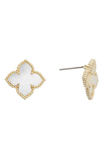 Juvell Mother-of-pearl Clover Stud Earrings In Yellow