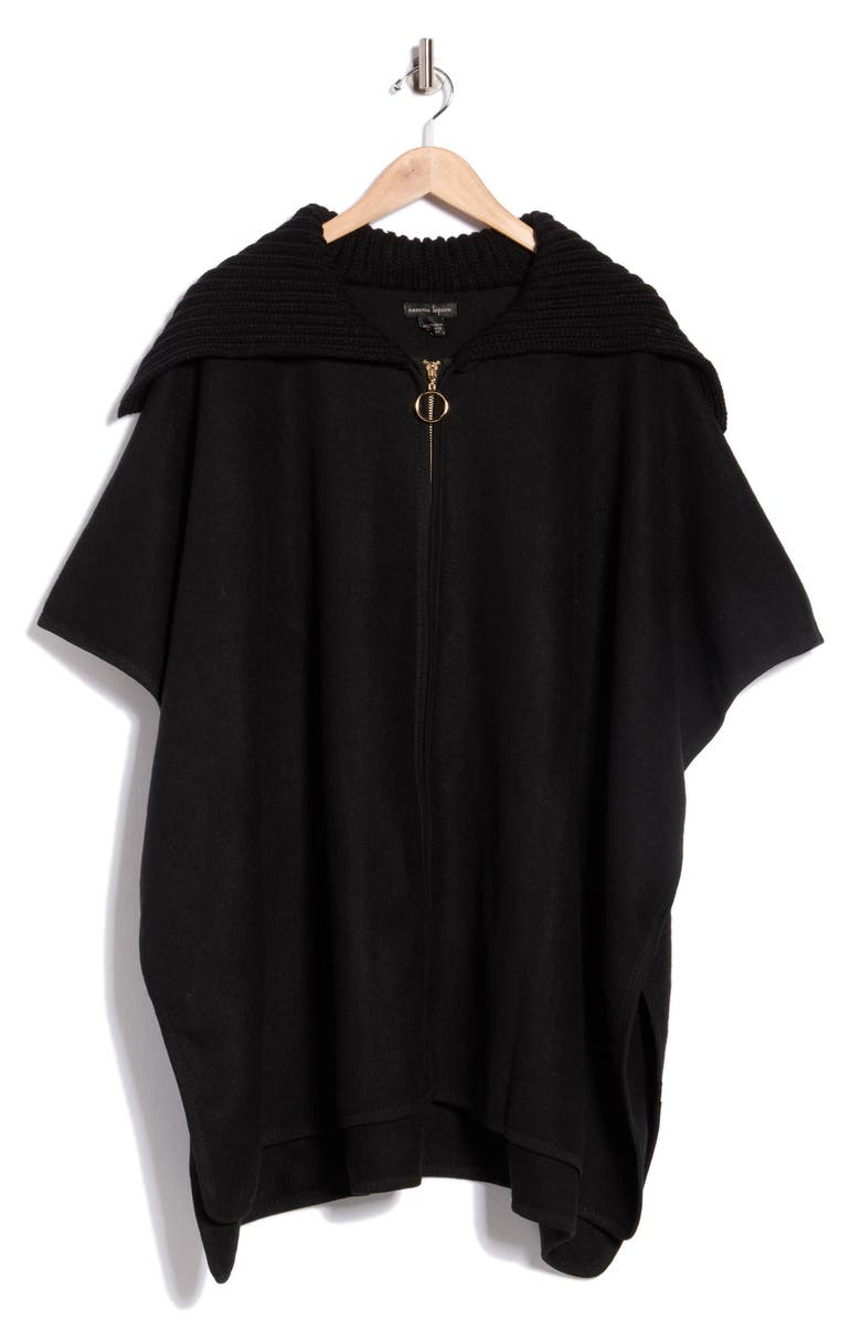 Nanette Lepore Zip Front Ruana, Alternate, color, Black