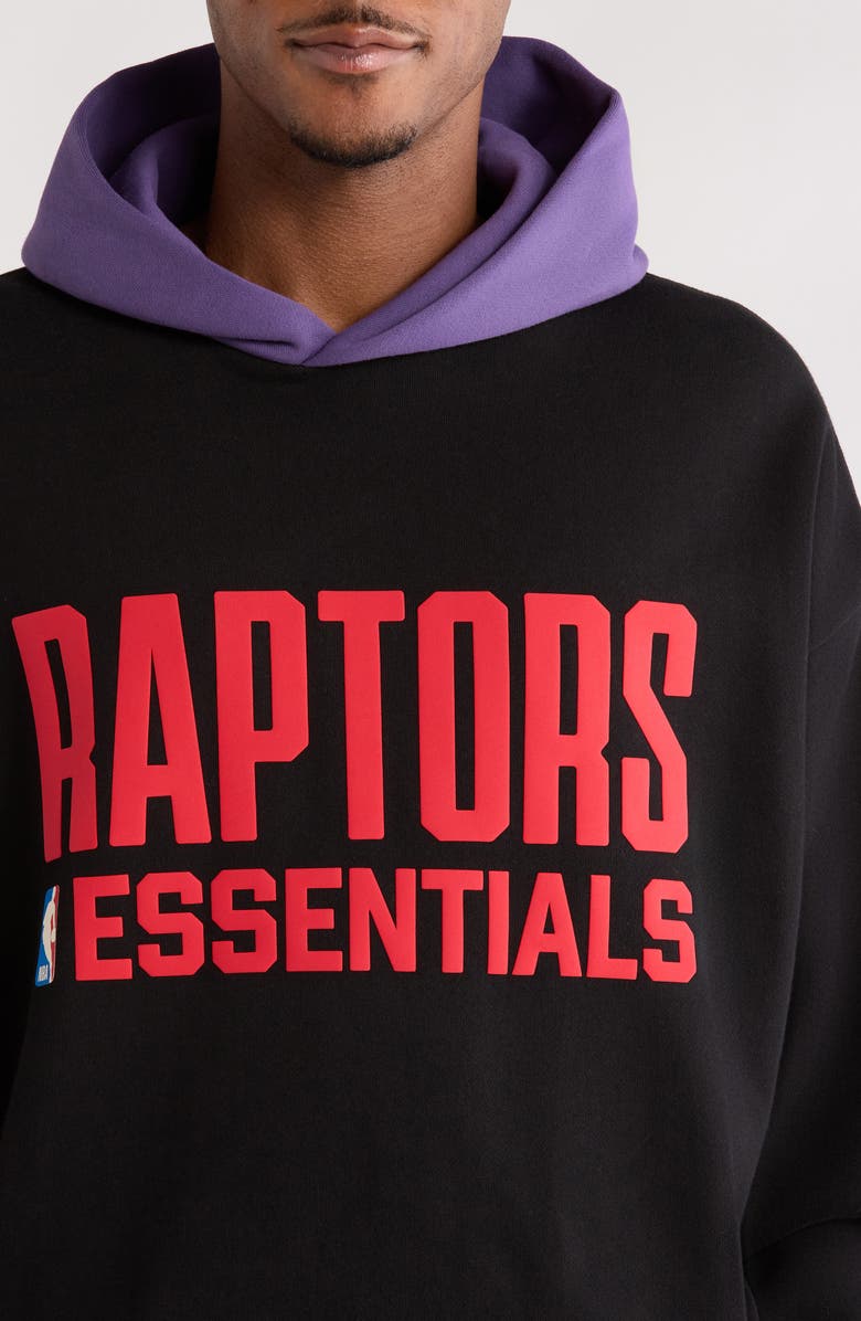 Fear of God Essentials x NBA Raptors Sports Fit Hoodie, Alternate, color, Black/ Purple Reign