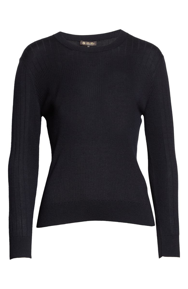 Loro Piana Ribbed Cashmere & Silk Sweater, Alternate, color,