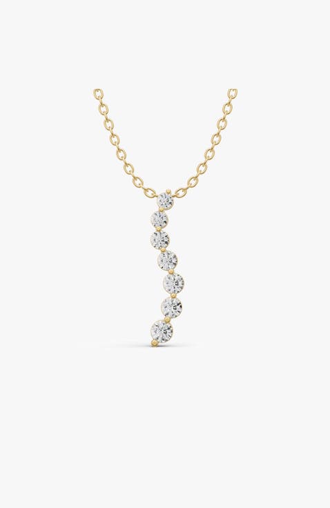 14K Gold 2 ct Necklace Lab Grown Diamond Journey Pendant
