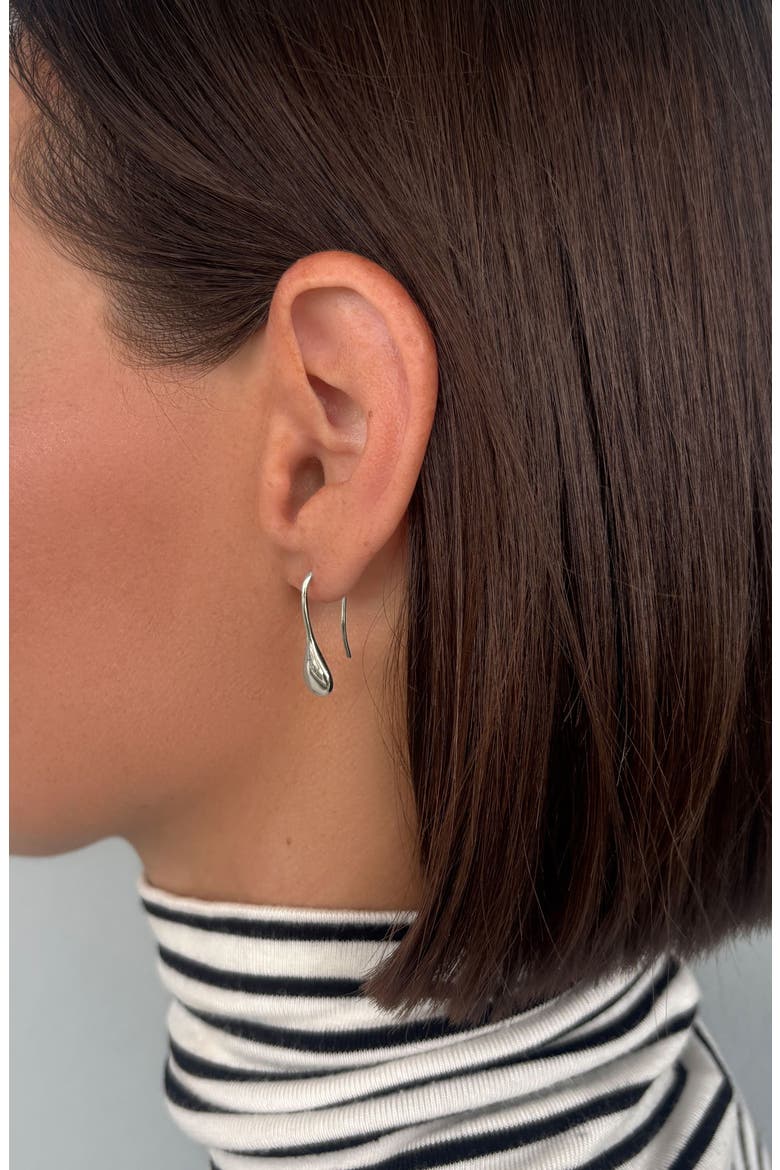 Silver Plated Teardrop Threader Earrings, Alternate, color, SILVER
