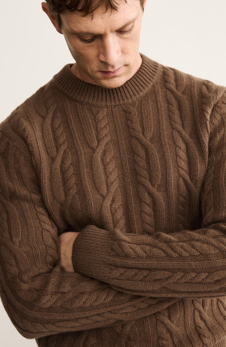 MANGO Wool Cable Sweater, Alternate, color, Caramel