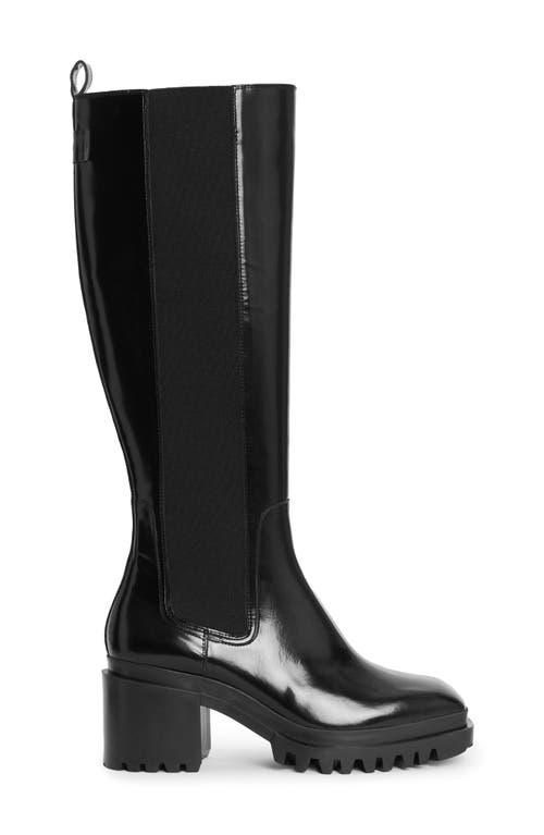 Allsaints Natalia Knee High Platform Boot In Black