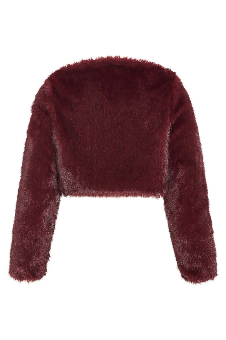 Angel Faux Fur Crop Jacket, Alternate, color, BORDEAUX