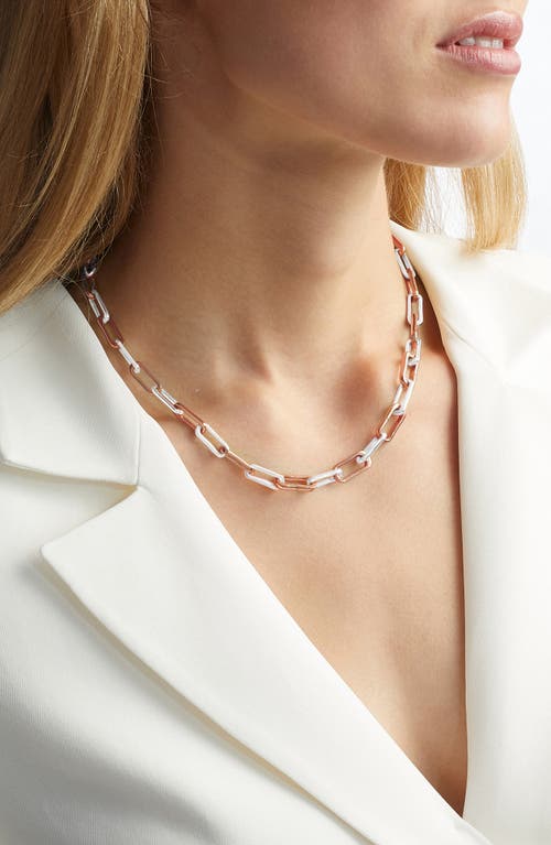 Monica Vinader Rose Gold Alta Capture Mixed Metal Charm Necklace In Gold