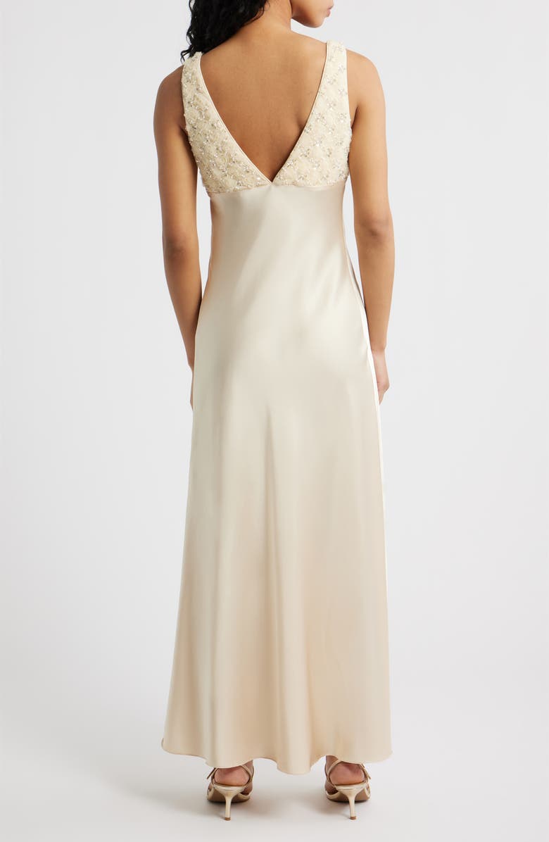 Saylor Serefina Beaded Sleeveless Satin Gown, Alternate, color, Butter