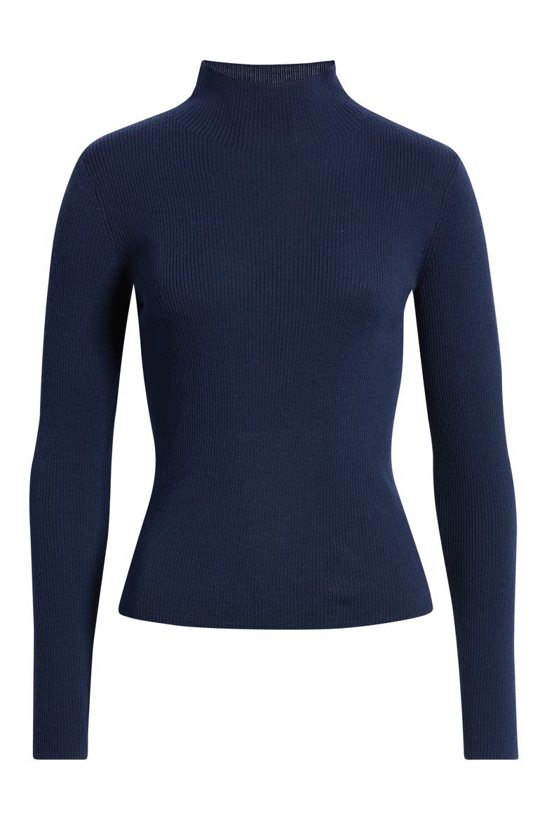 Lucy Ribbed Wool Mock Neck Sweater, Alternate, color, NAVY