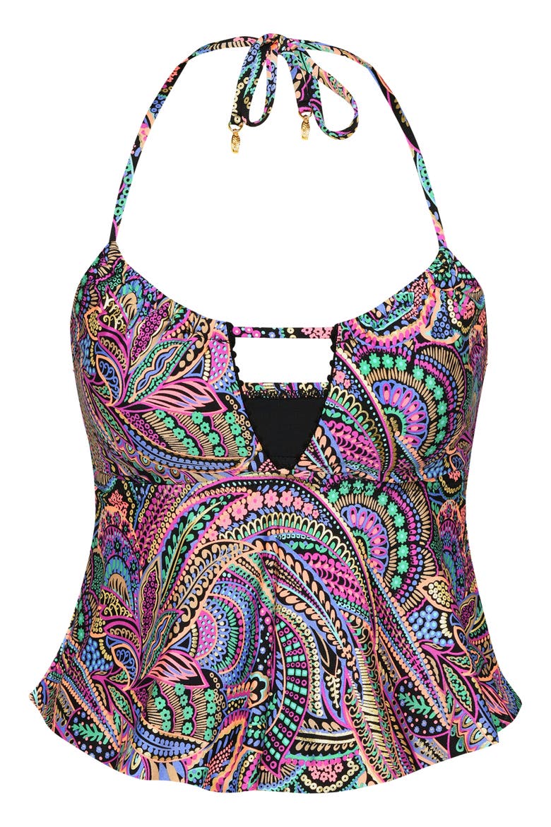 Disco Tankini Top, Alternate, color, PURPLE MULTI