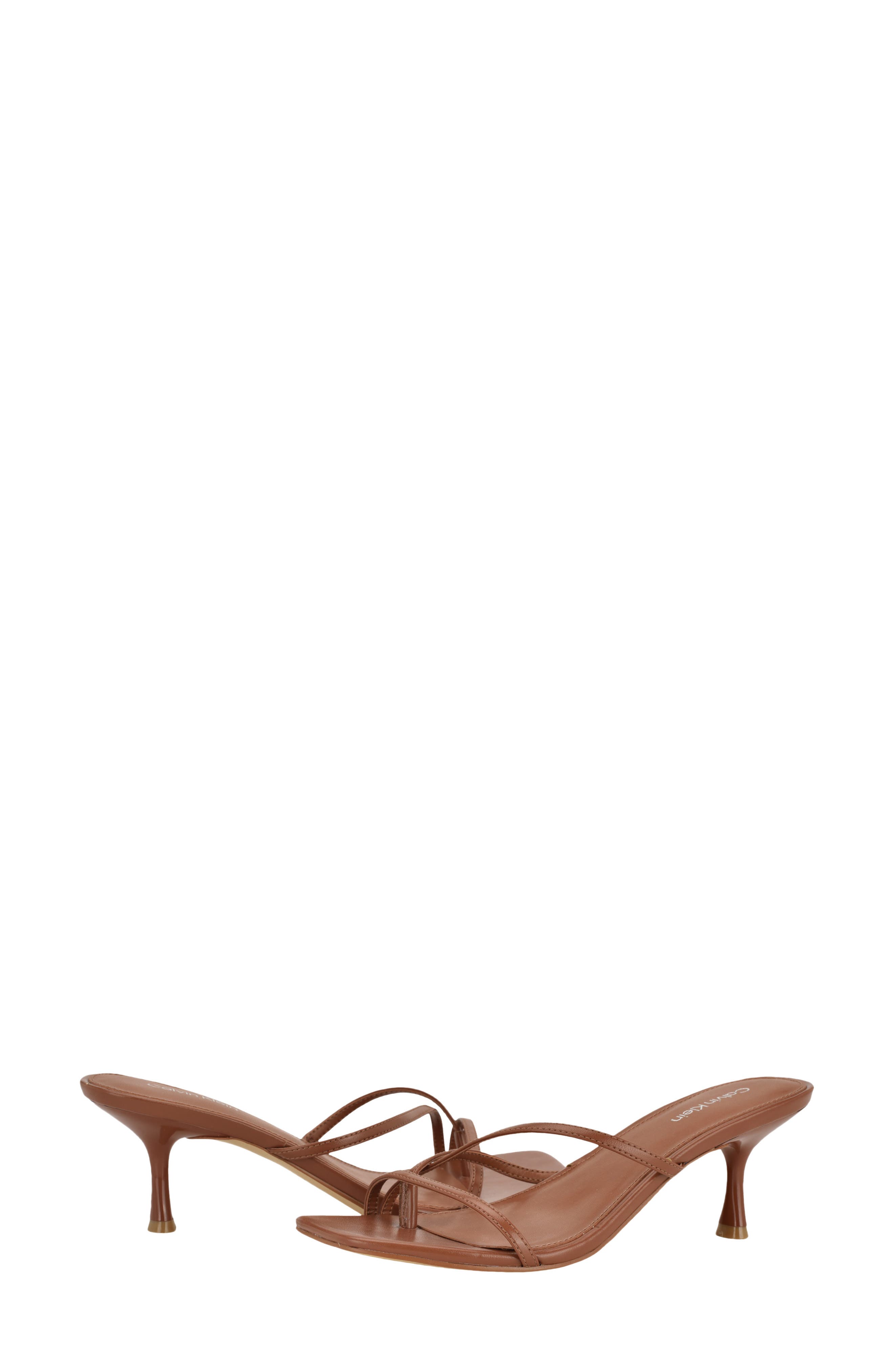 Calvin Klein Axella Toe Loop Sandal, Alternate, color, Dark Natural