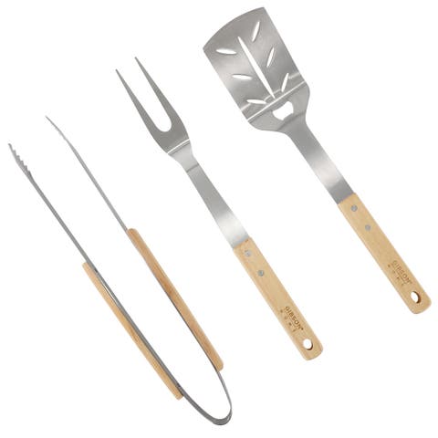 Barbecue Plus 3 Piece Barbecue Tool Set with Rubberwood Handles