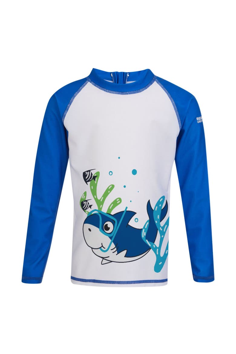 Childrens/Kids Bubbles The Shark Rash Suit, Alternate, color, Hawaiian Blue