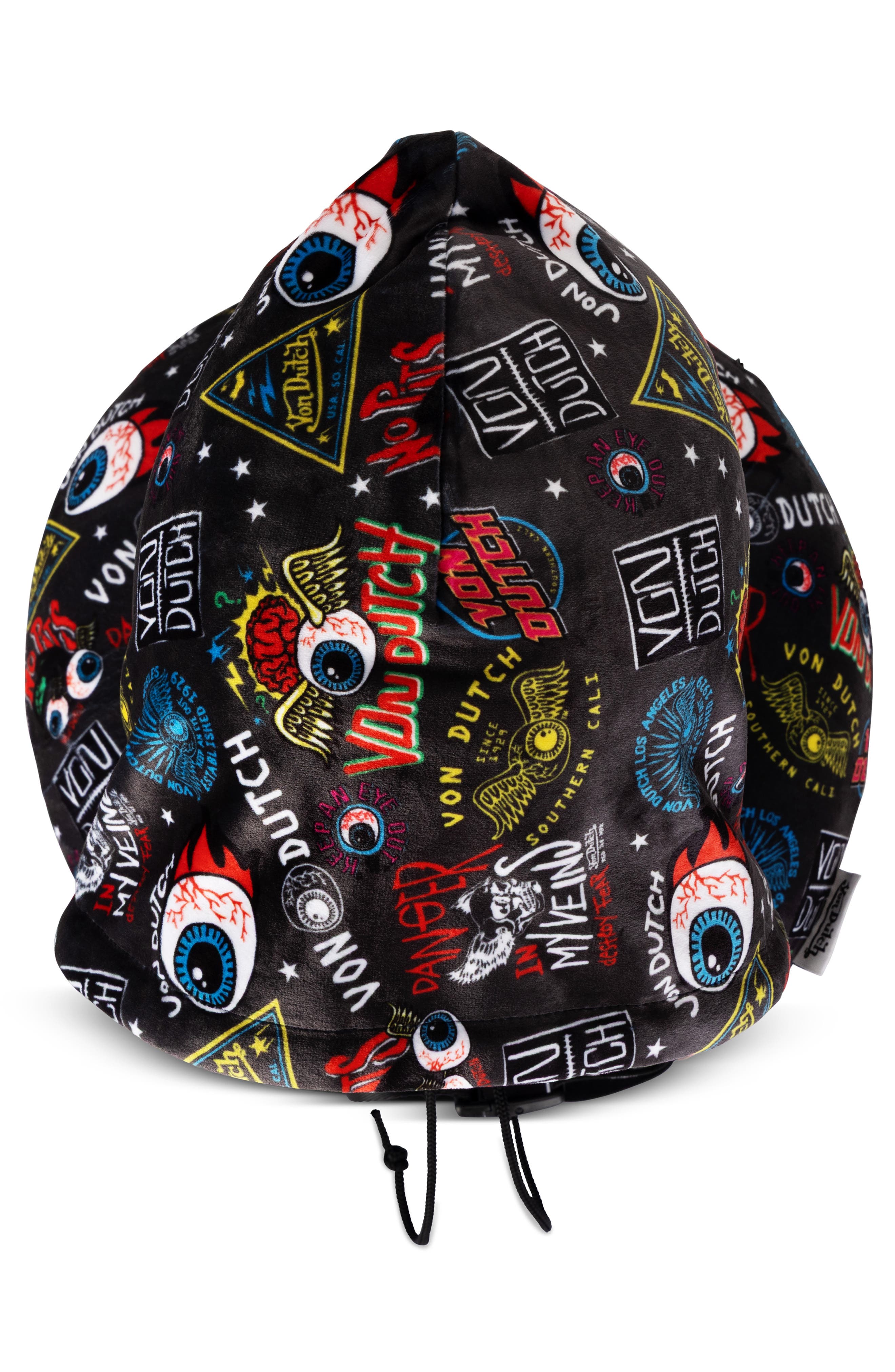Von Dutch Jax Hooded Memory Foam Travel Neck Pillow, Alternate, color, Black