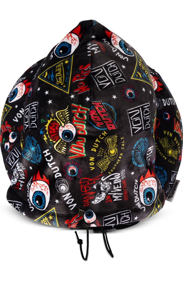Von Dutch Jax Hooded Memory Foam Travel Neck Pillow, Alternate, color, Black