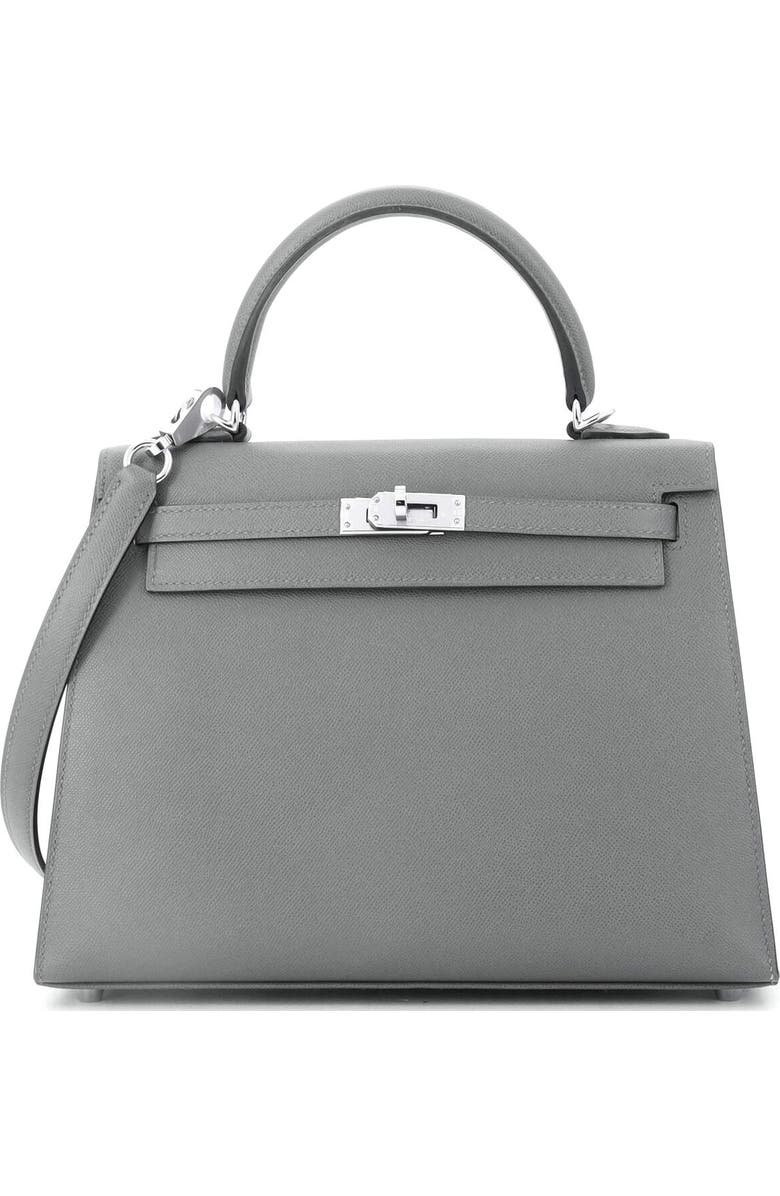 Pre-Owned Hermes Kelly Handbag Grey Madame with Palladium Hardware 25, Main, color, Gris Meyer