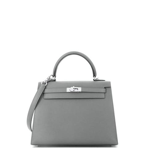 Kelly Handbag Grey Madame with Palladium Hardware 25