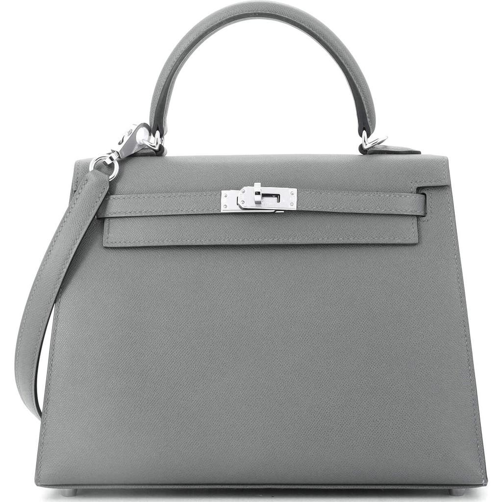 Pre-owned Hermes Hermes Kelly Handbag Grey Madame With Palladium Hardware 25 In Gray